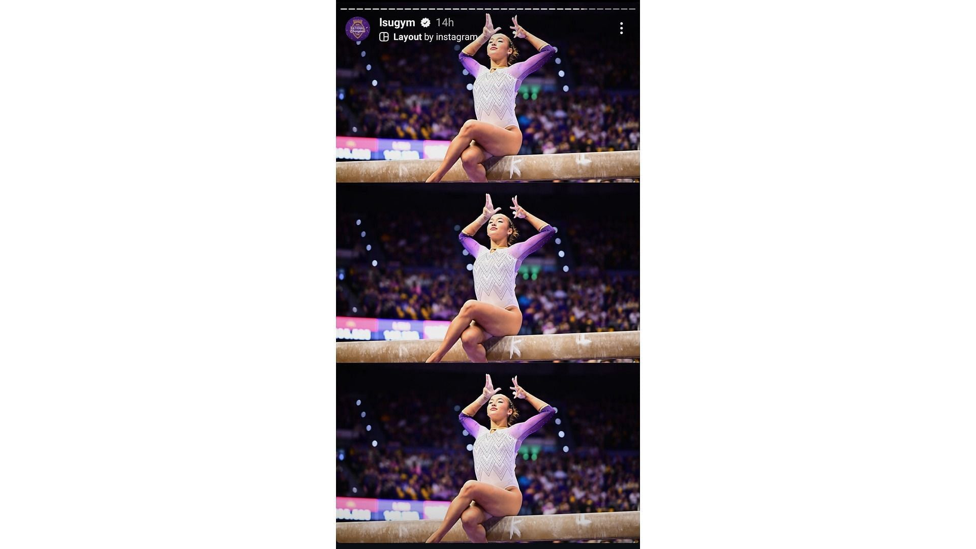 LSU's Instagram stories post feat Aleah Finnegan (Image via: LSU's Instagram handle)